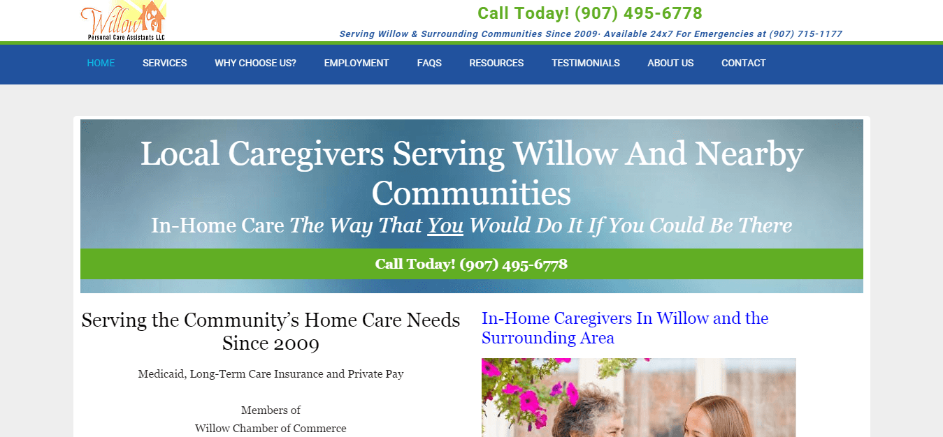 Willow Personal Care Assistants NonMedical Home Care in Alaska A Servant's Heart  Design