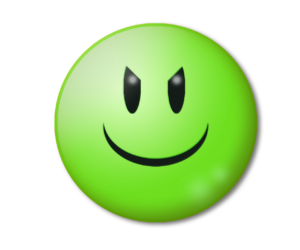 Evil green smiley face
