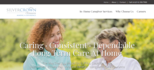 silver crown homecare home page screenshot above the fold